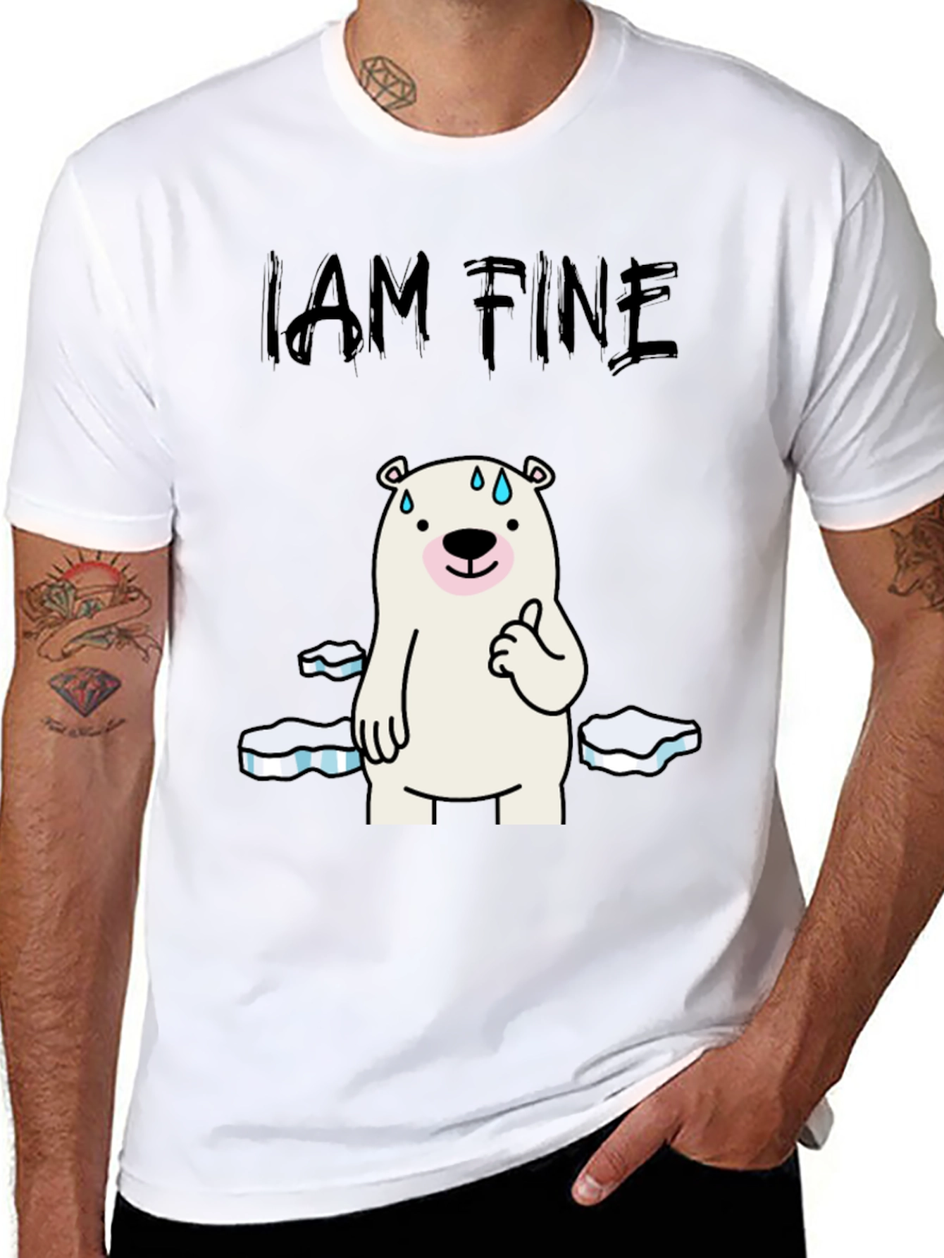 I Am Fine Polar Bear Graphic T-Shirt