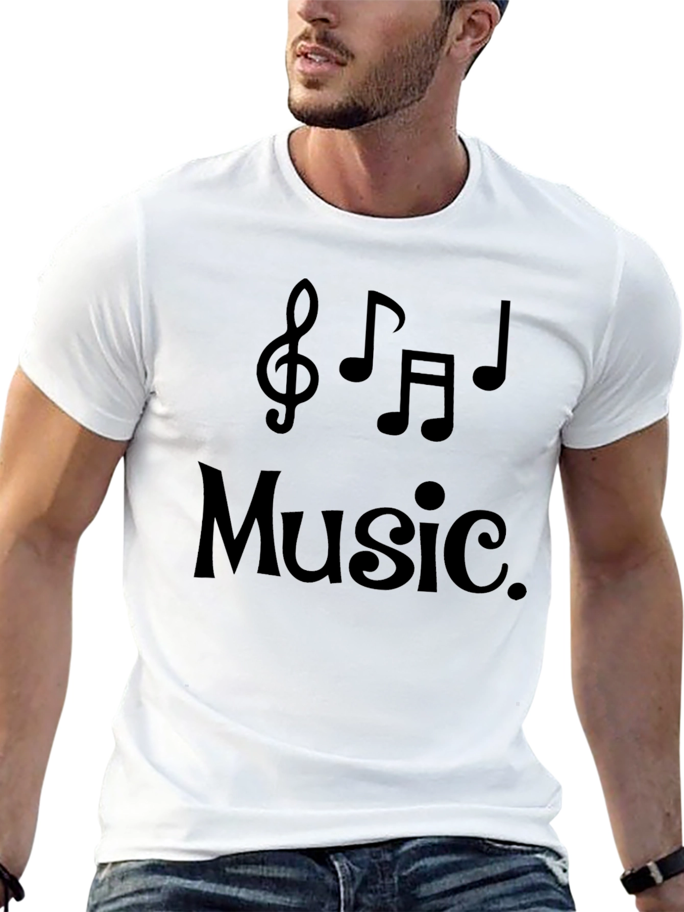 Music Notes Graphic T-Shirt - Black
