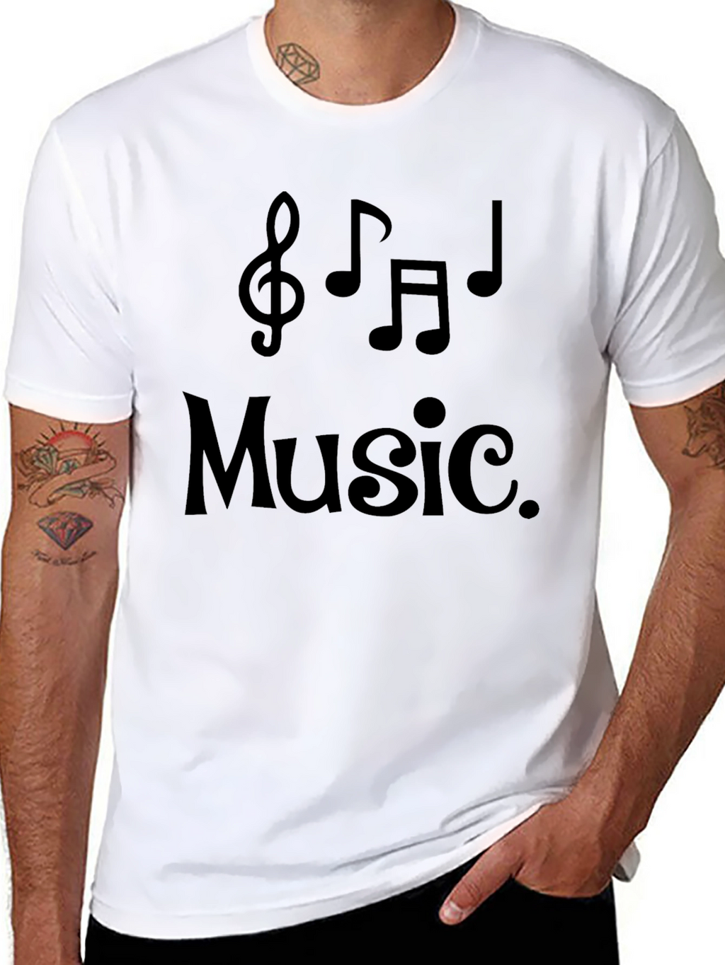 Music Notes Graphic T-Shirt - Black