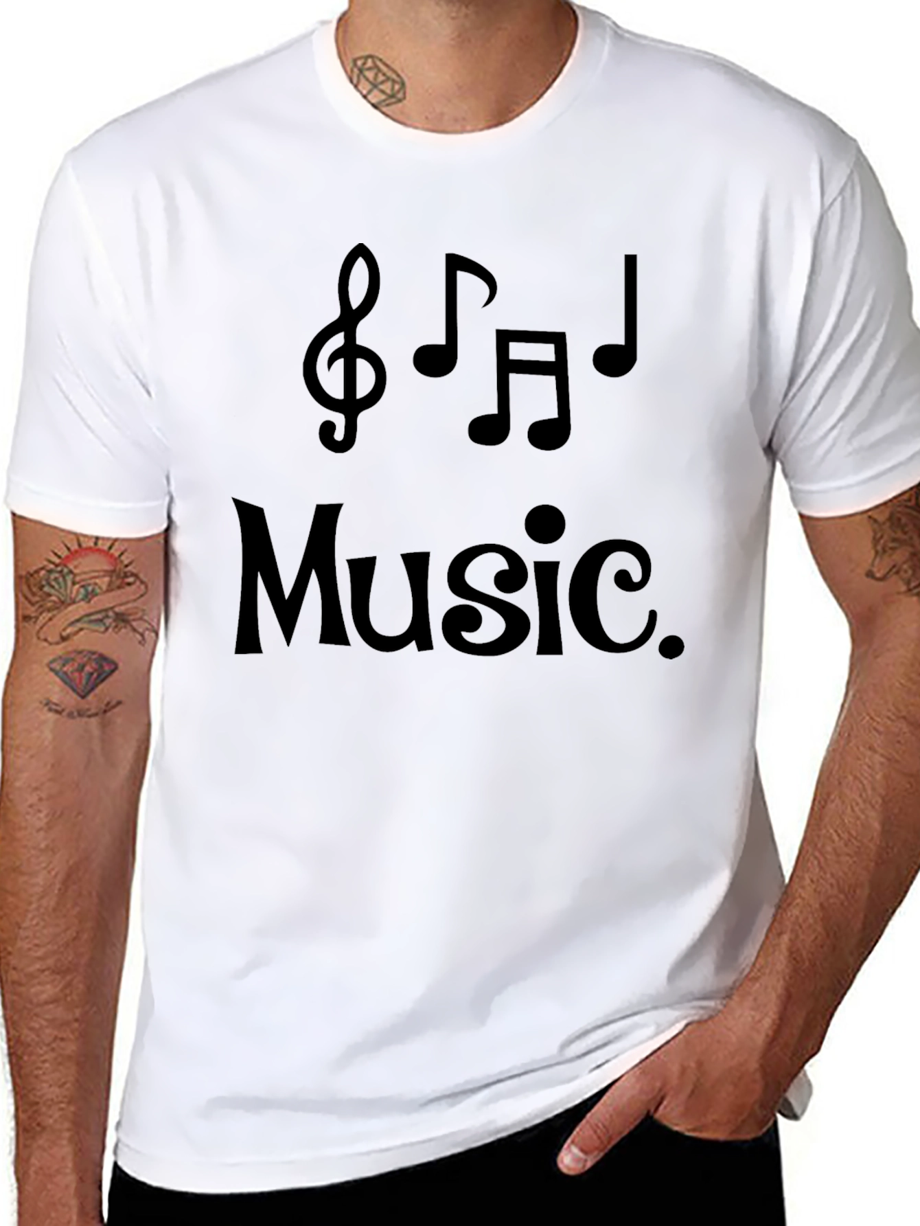 Music Notes Graphic T-Shirt - Black