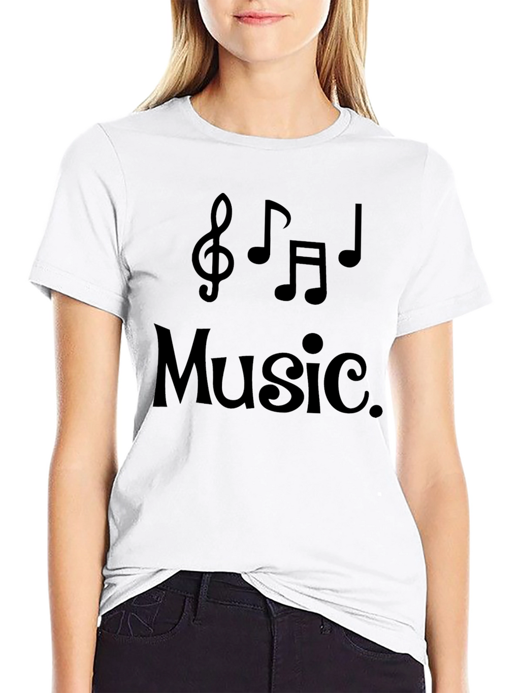 Music Notes Graphic T-Shirt - Black