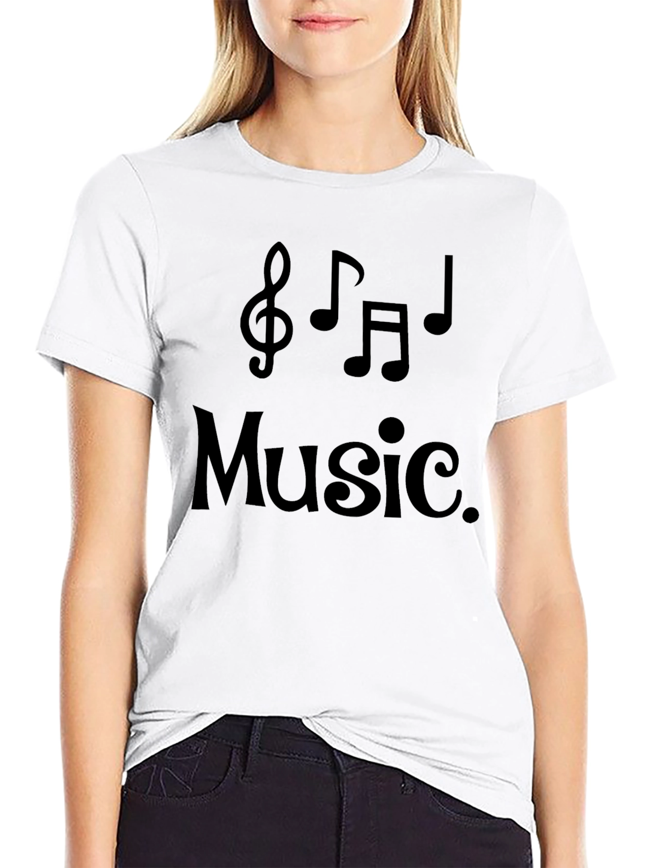 Music Notes Graphic T-Shirt - Black