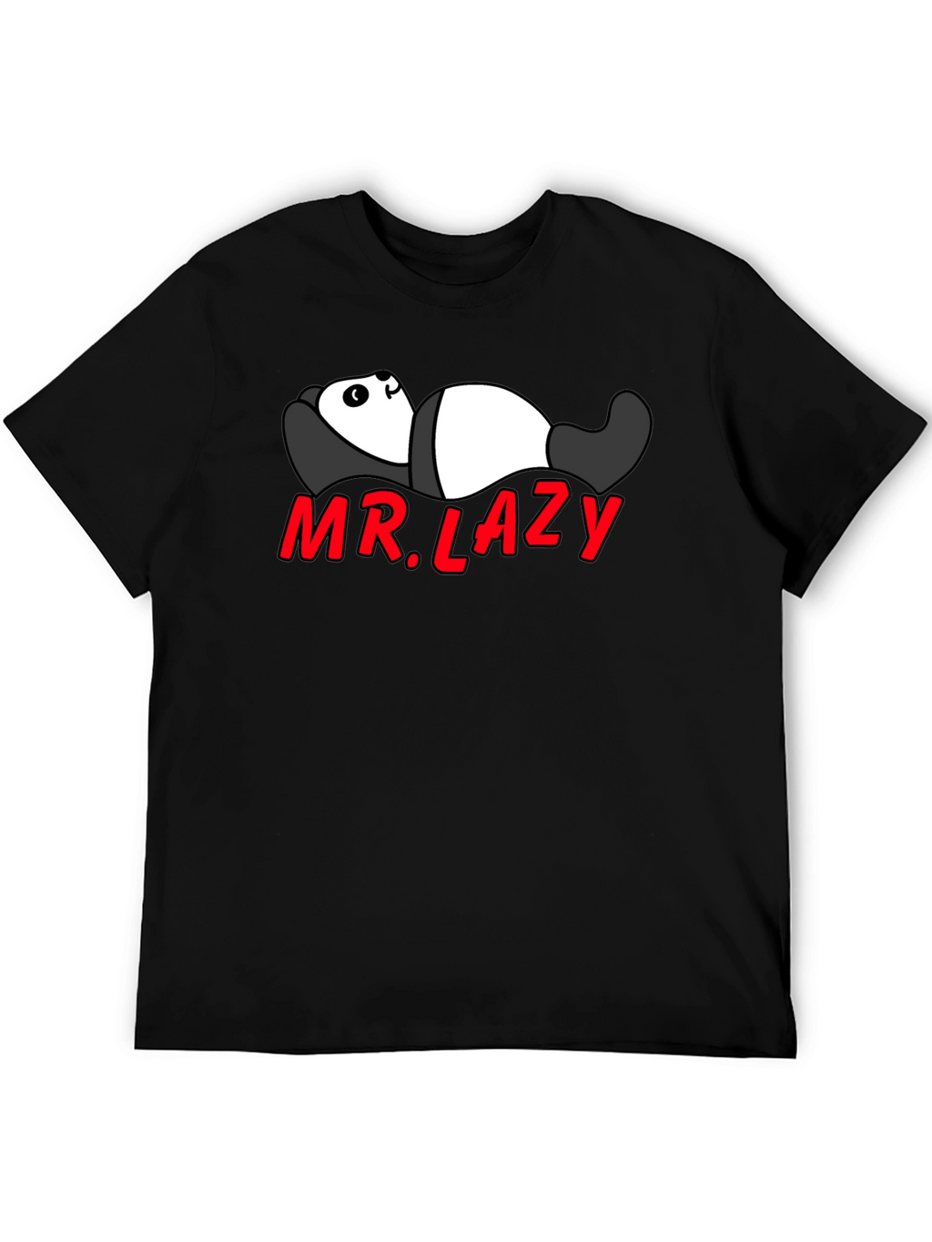 Mr. Lazy Panda Graphic Tee - Black Cotton T-Shirt