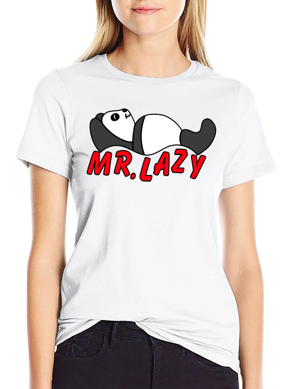 Mr. Lazy Panda Graphic Tee - Black Cotton T-Shirt