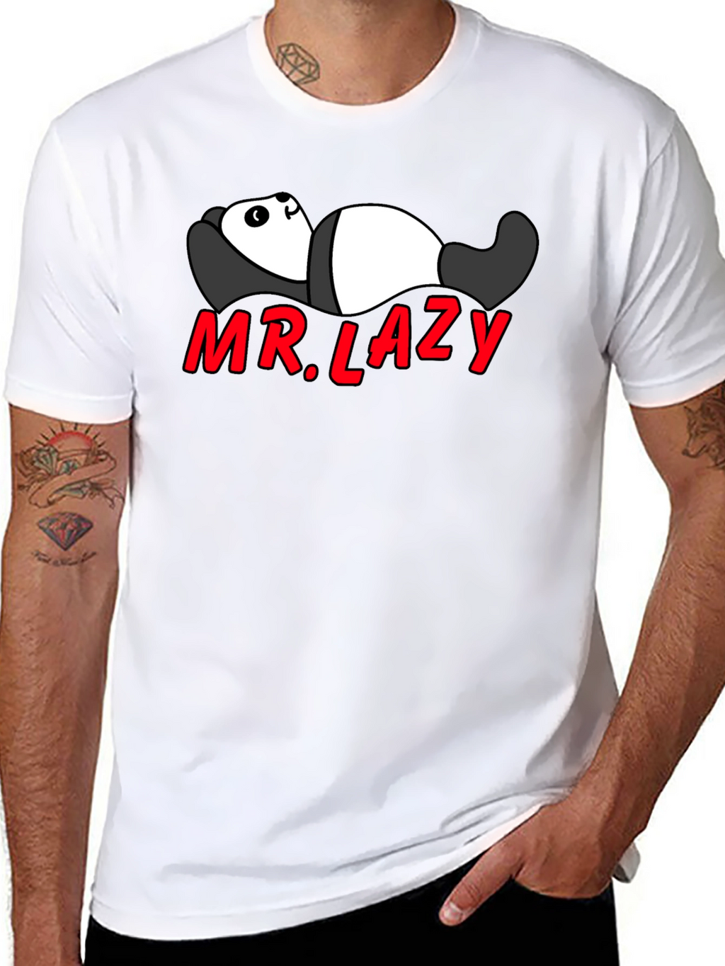 Mr. Lazy Panda Graphic Tee - Black Cotton T-Shirt