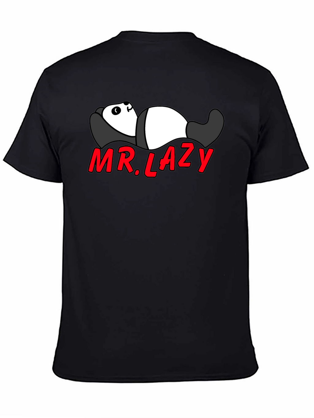 Mr. Lazy Panda Graphic Tee - Black Cotton T-Shirt