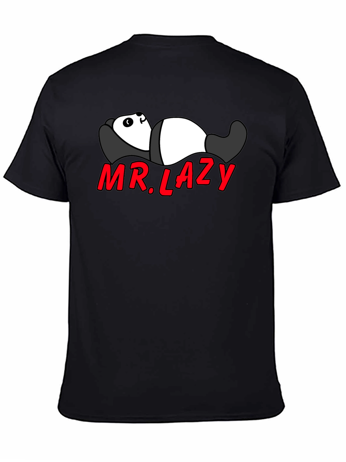 Mr. Lazy Panda Graphic Tee - Black Cotton T-Shirt