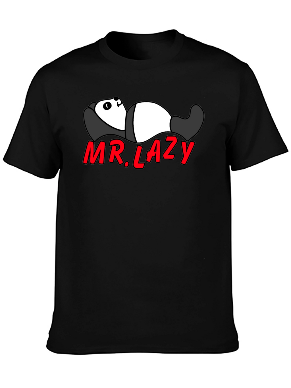 Mr. Lazy Panda Graphic Tee - Black Cotton T-Shirt