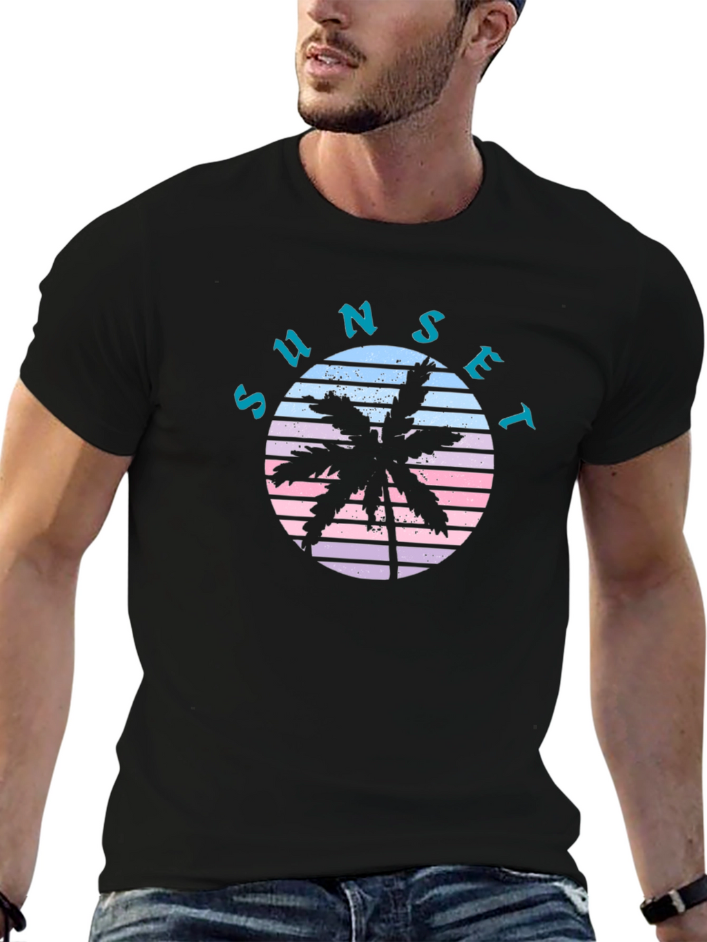 Sunset Palm Tree Graphic T-Shirt