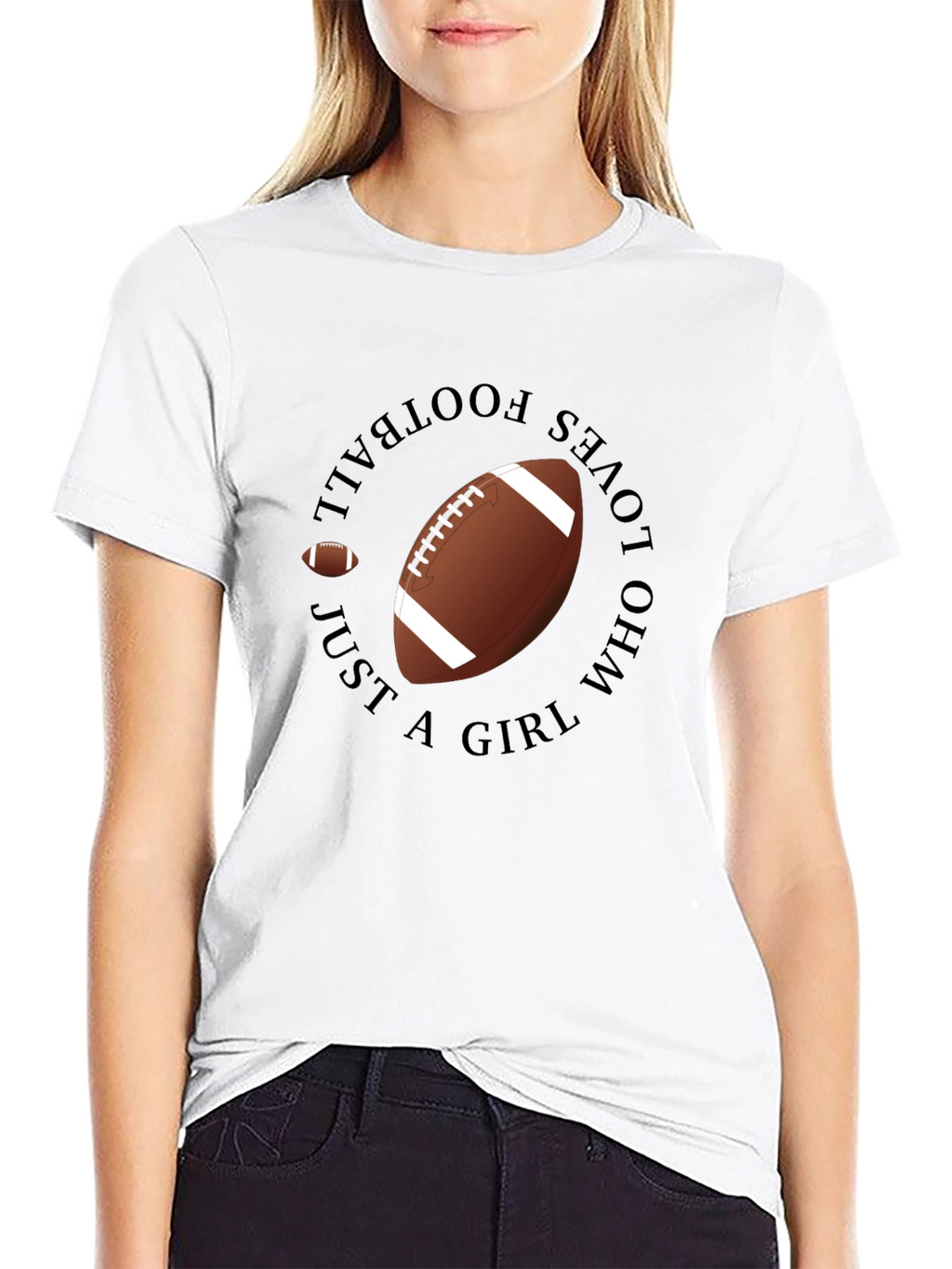 Football Girl Black T-Shirt