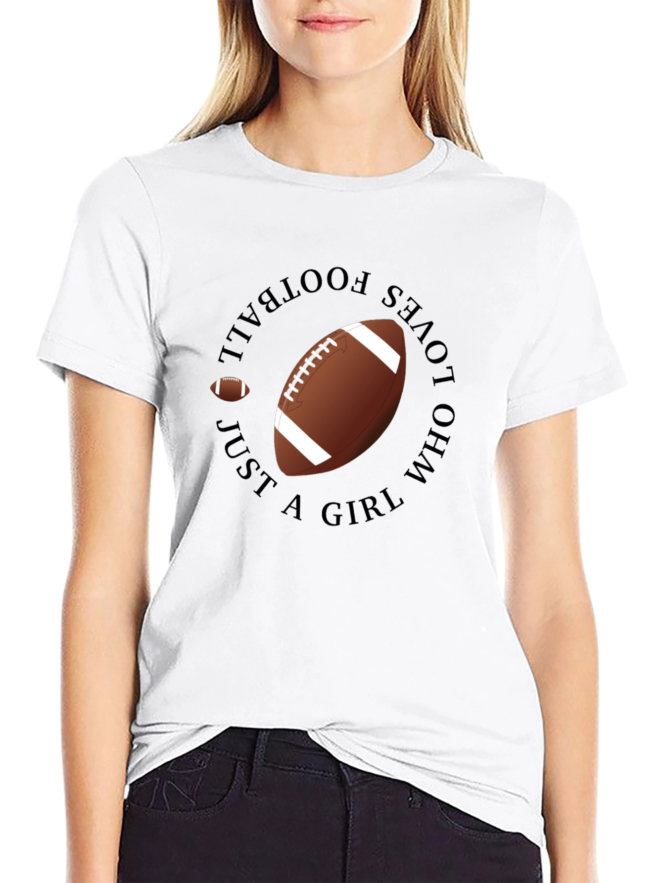 Football Girl Black T-Shirt