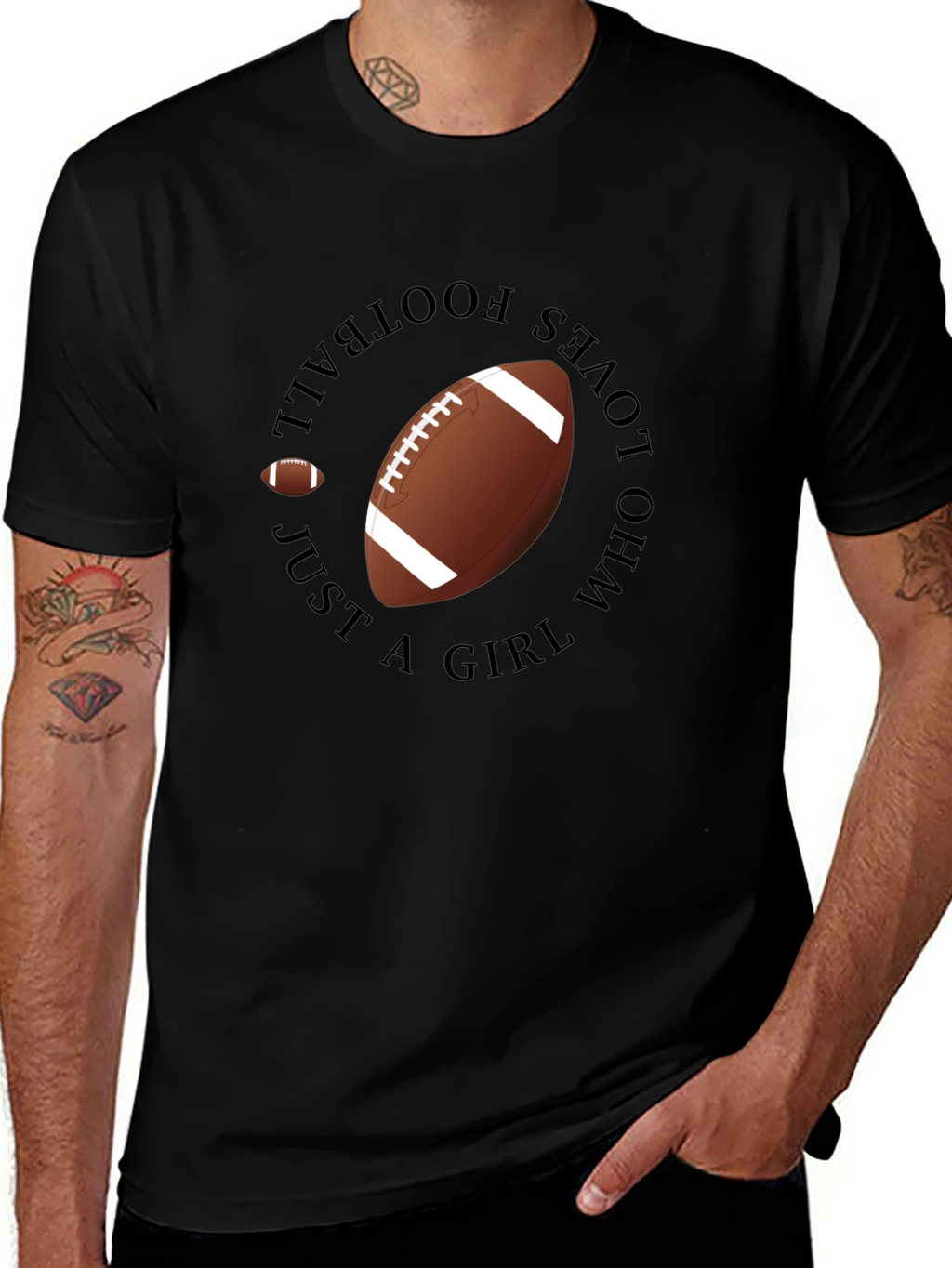 Football Girl Black T-Shirt