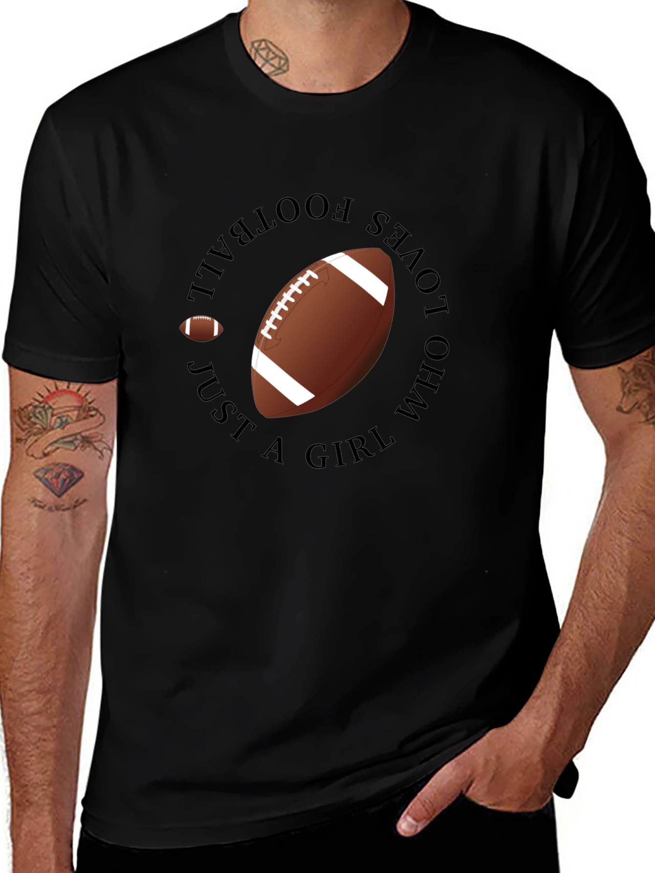 Football Girl Black T-Shirt