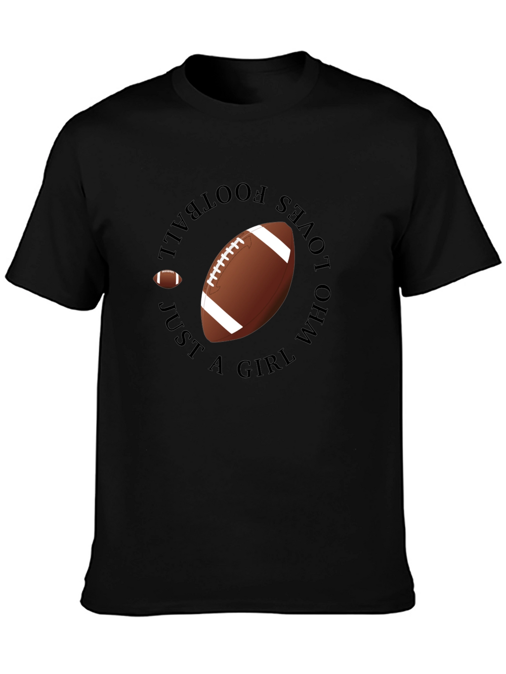 Football Girl Black T-Shirt