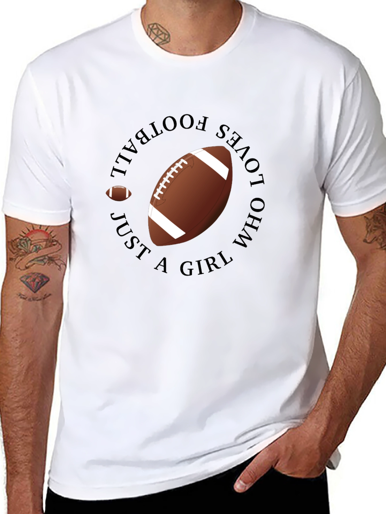 Football Girl Black T-Shirt