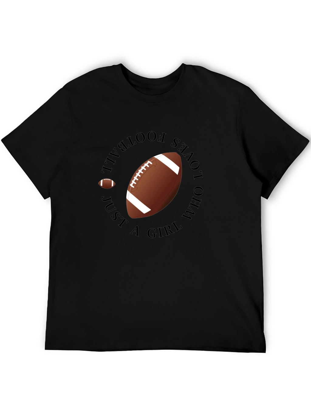 Football Girl Black T-Shirt