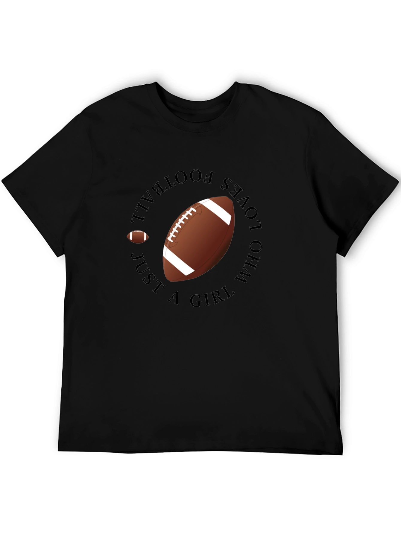 Football Girl Black T-Shirt