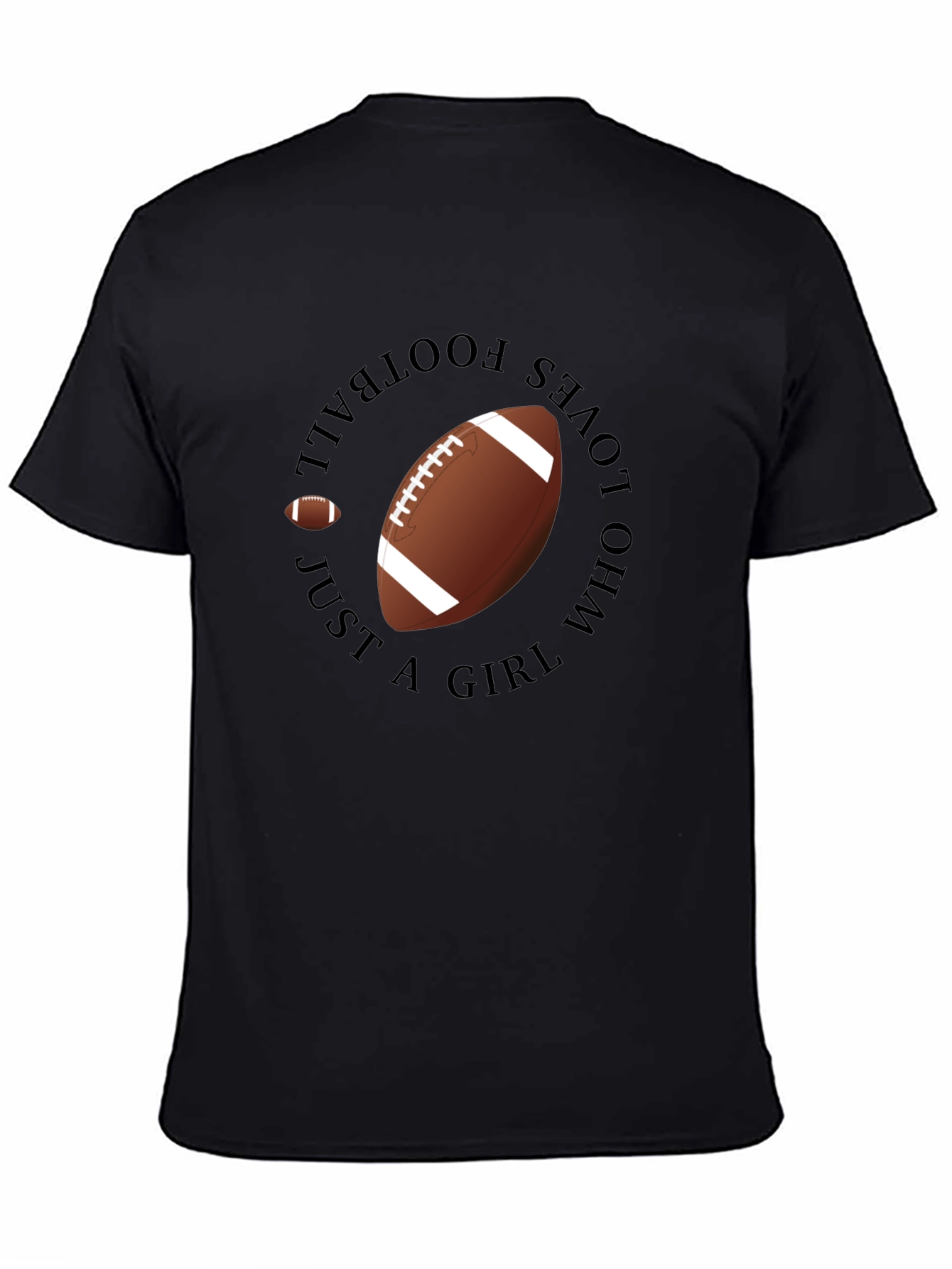 Football Girl Black T-Shirt