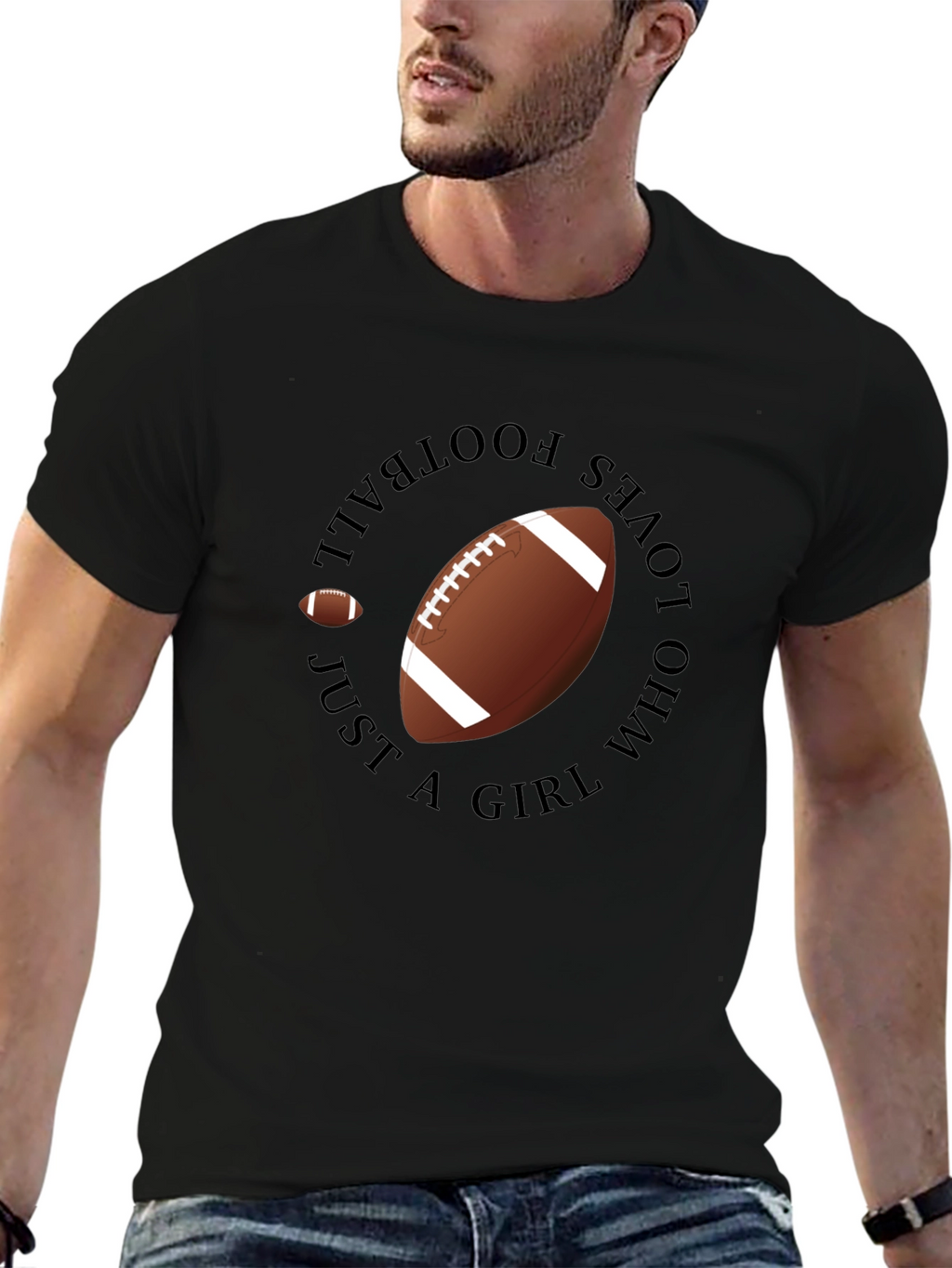 Football Girl Black T-Shirt