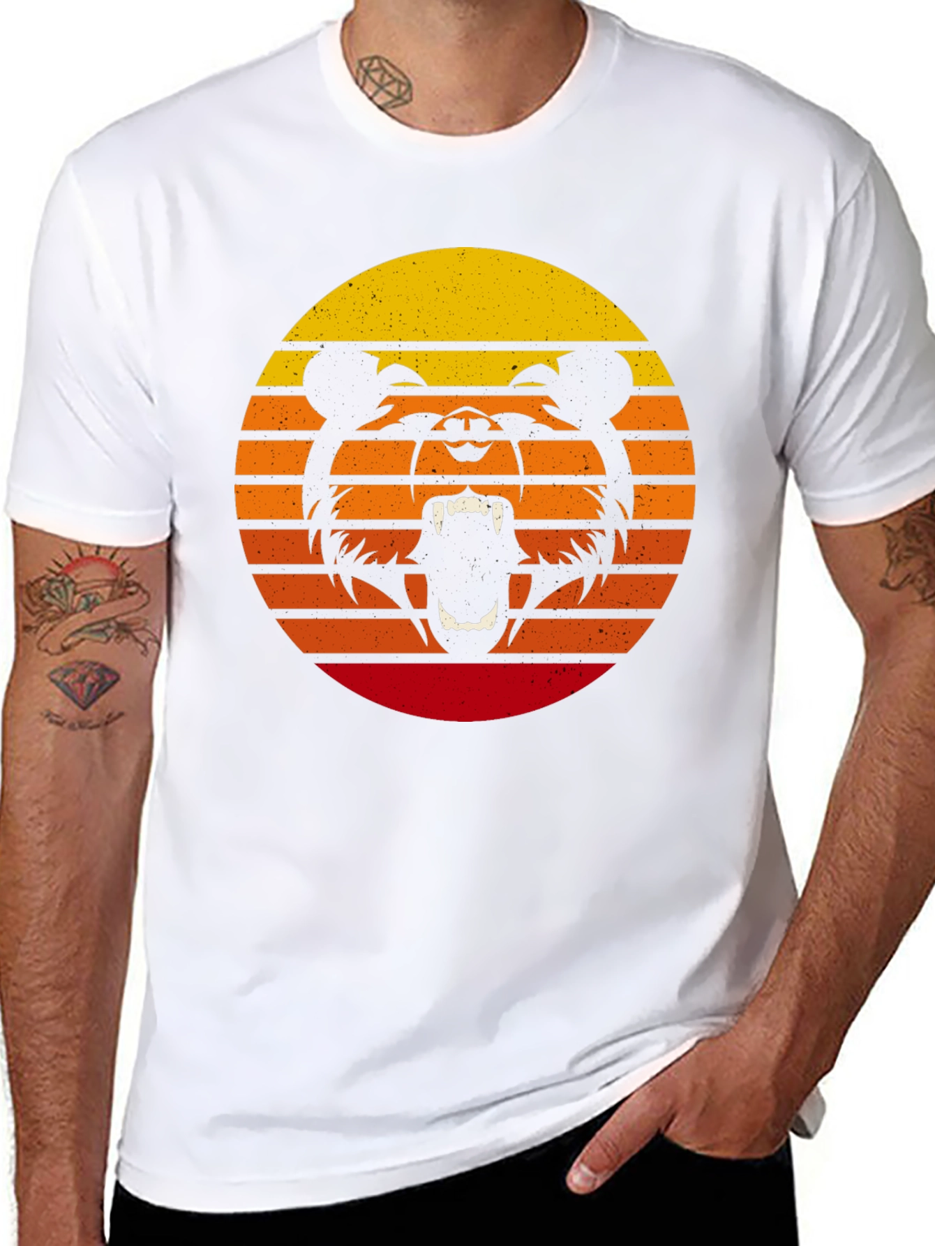 Retro Sunset Bear Graphic T-Shirt