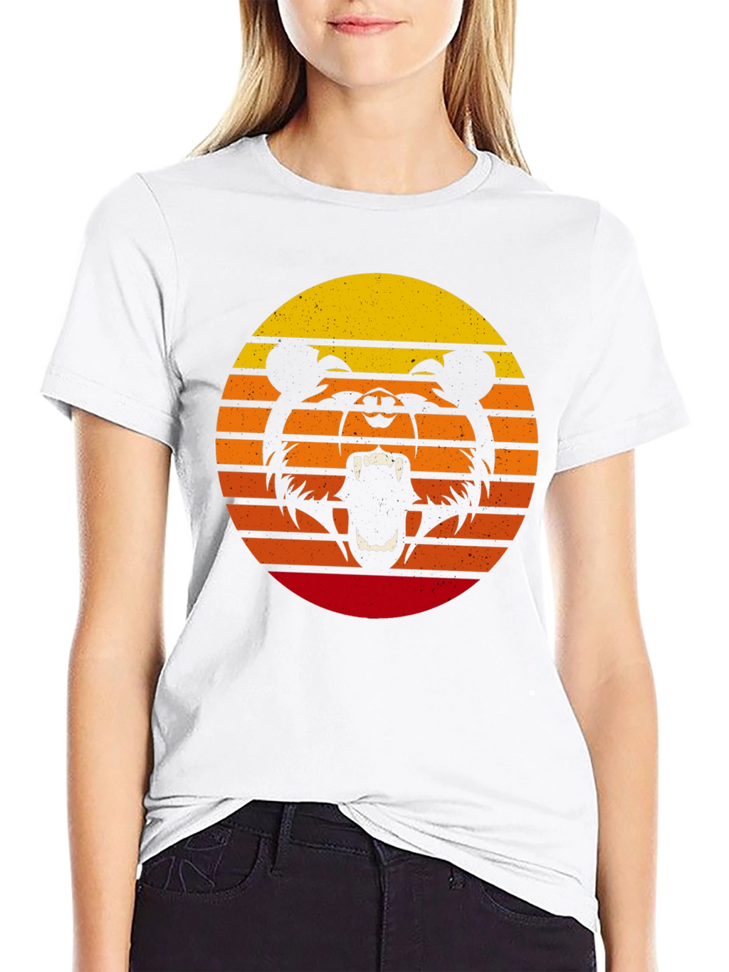 Retro Sunset Bear Graphic T-Shirt