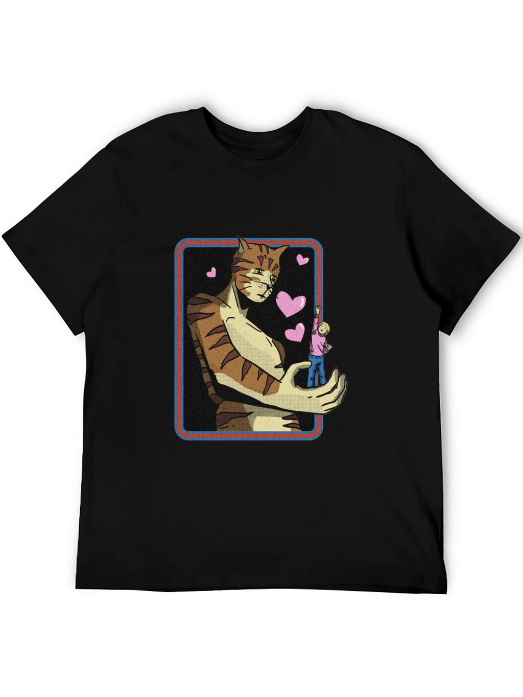 Giant Cat Lover T-Shirt - Black Crew Neck Tee