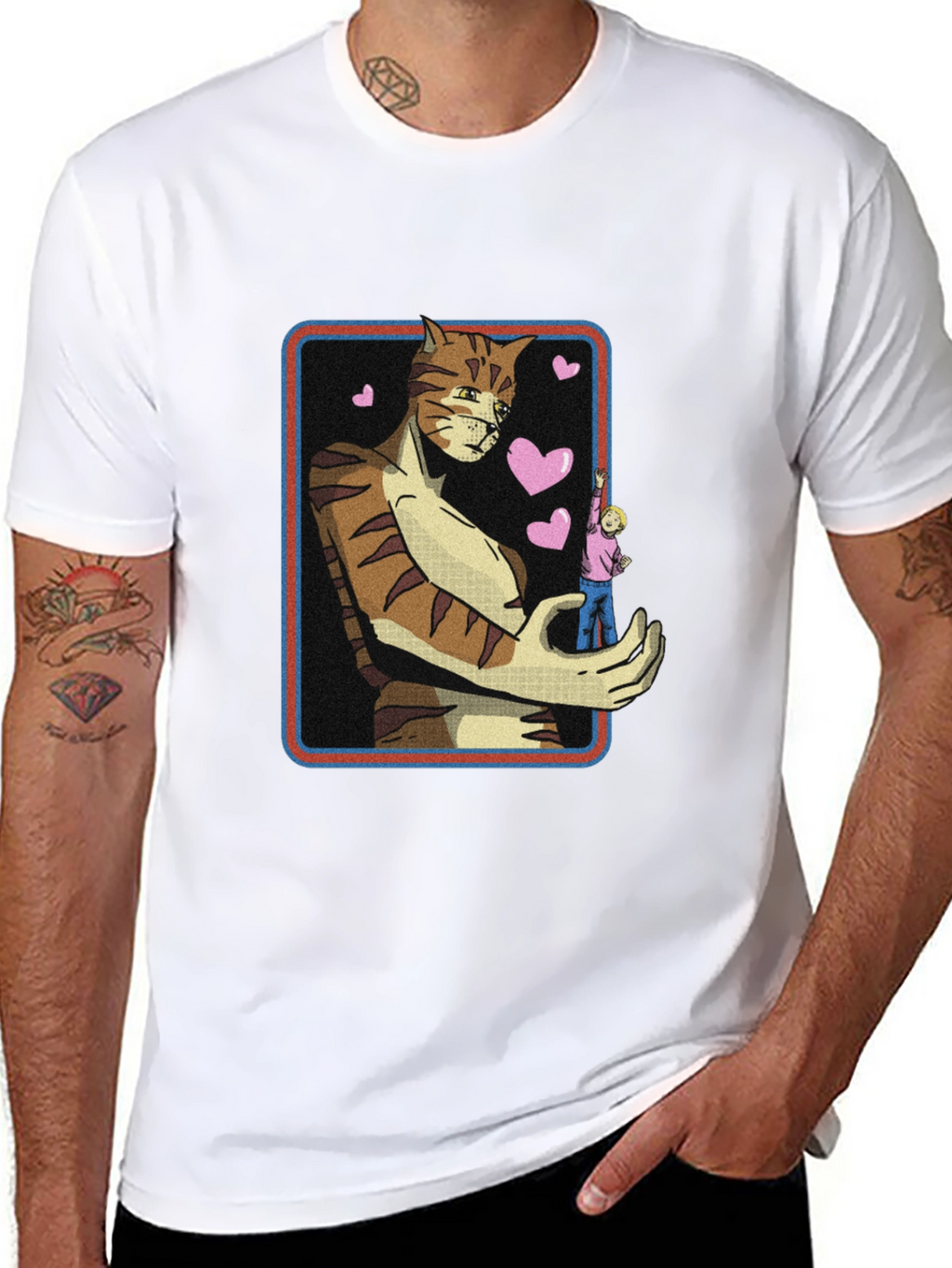 Giant Cat Lover T-Shirt - Black Crew Neck Tee