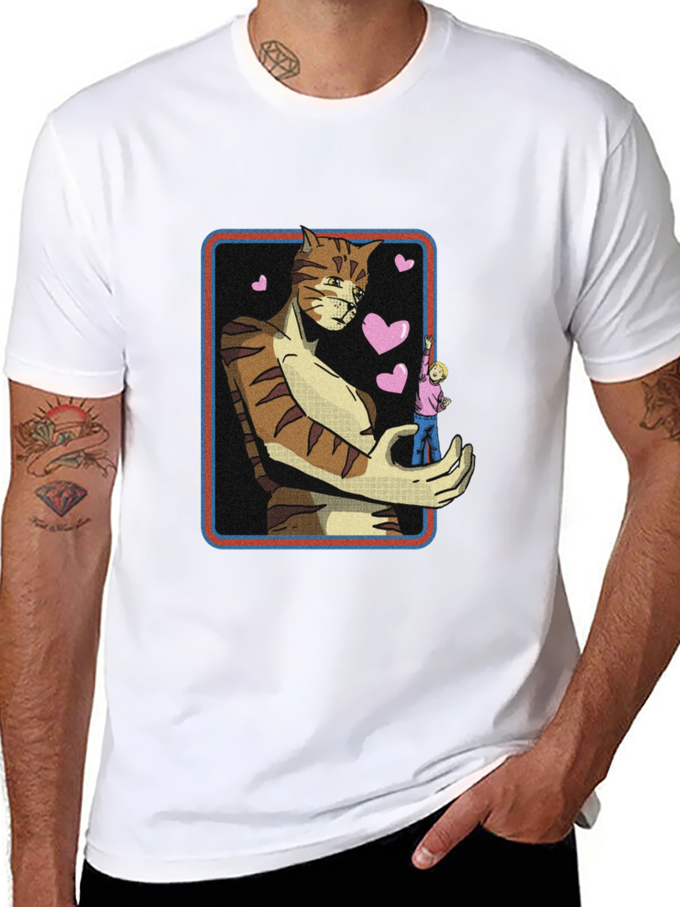 Giant Cat Lover T-Shirt - Black Crew Neck Tee