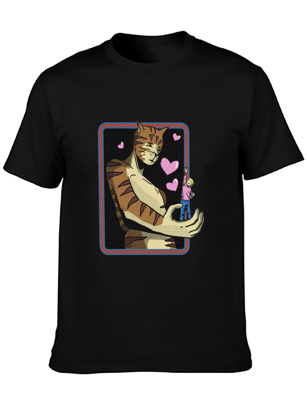 Giant Cat Lover T-Shirt - Black Crew Neck Tee