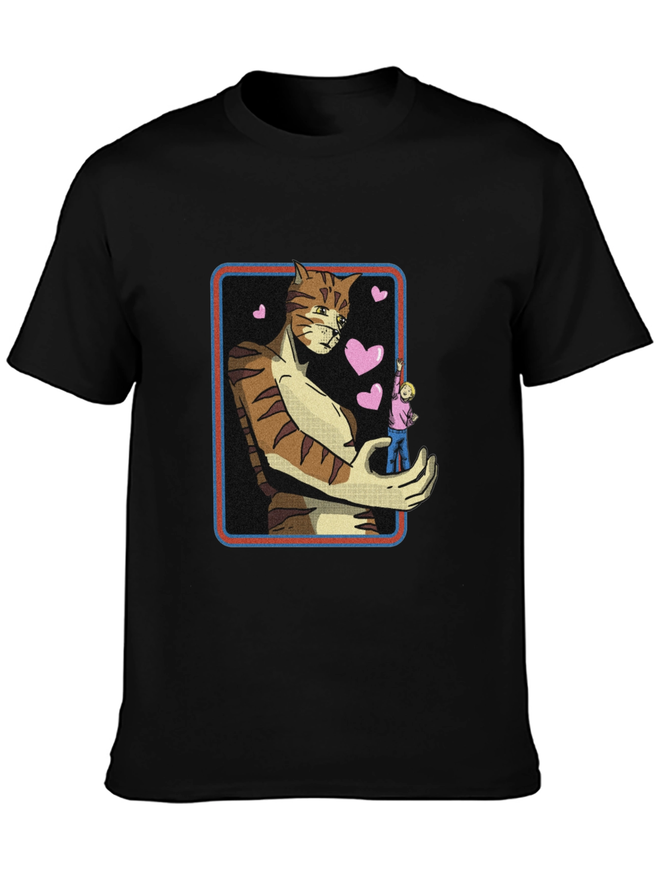 Giant Cat Lover T-Shirt - Black Crew Neck Tee