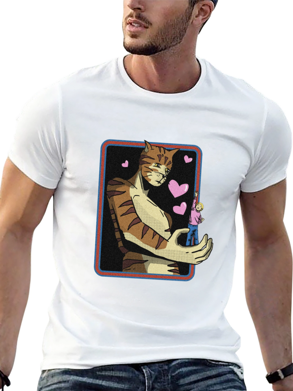 Giant Cat Lover T-Shirt - Black Crew Neck Tee