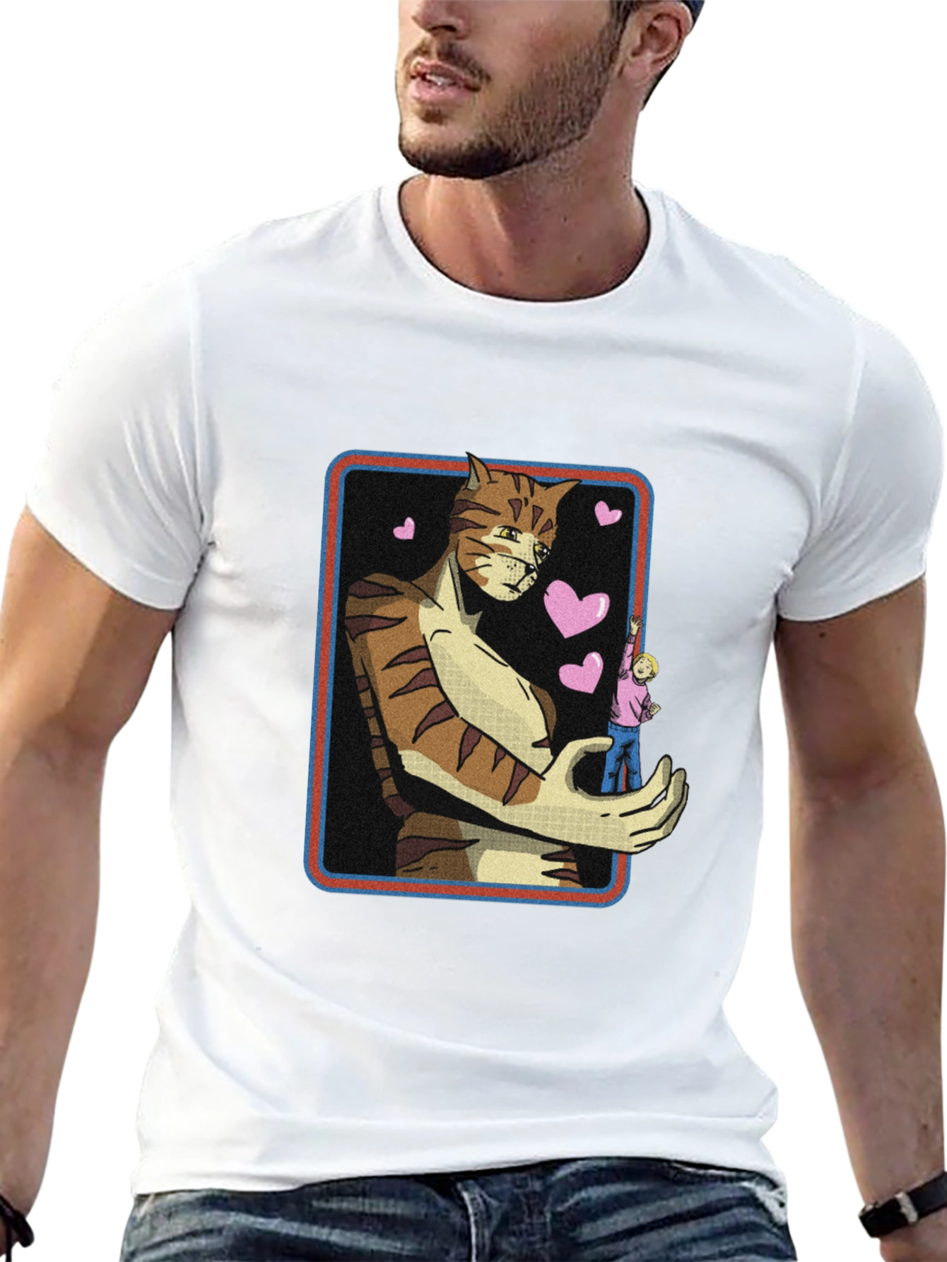 Giant Cat Lover T-Shirt - Black Crew Neck Tee