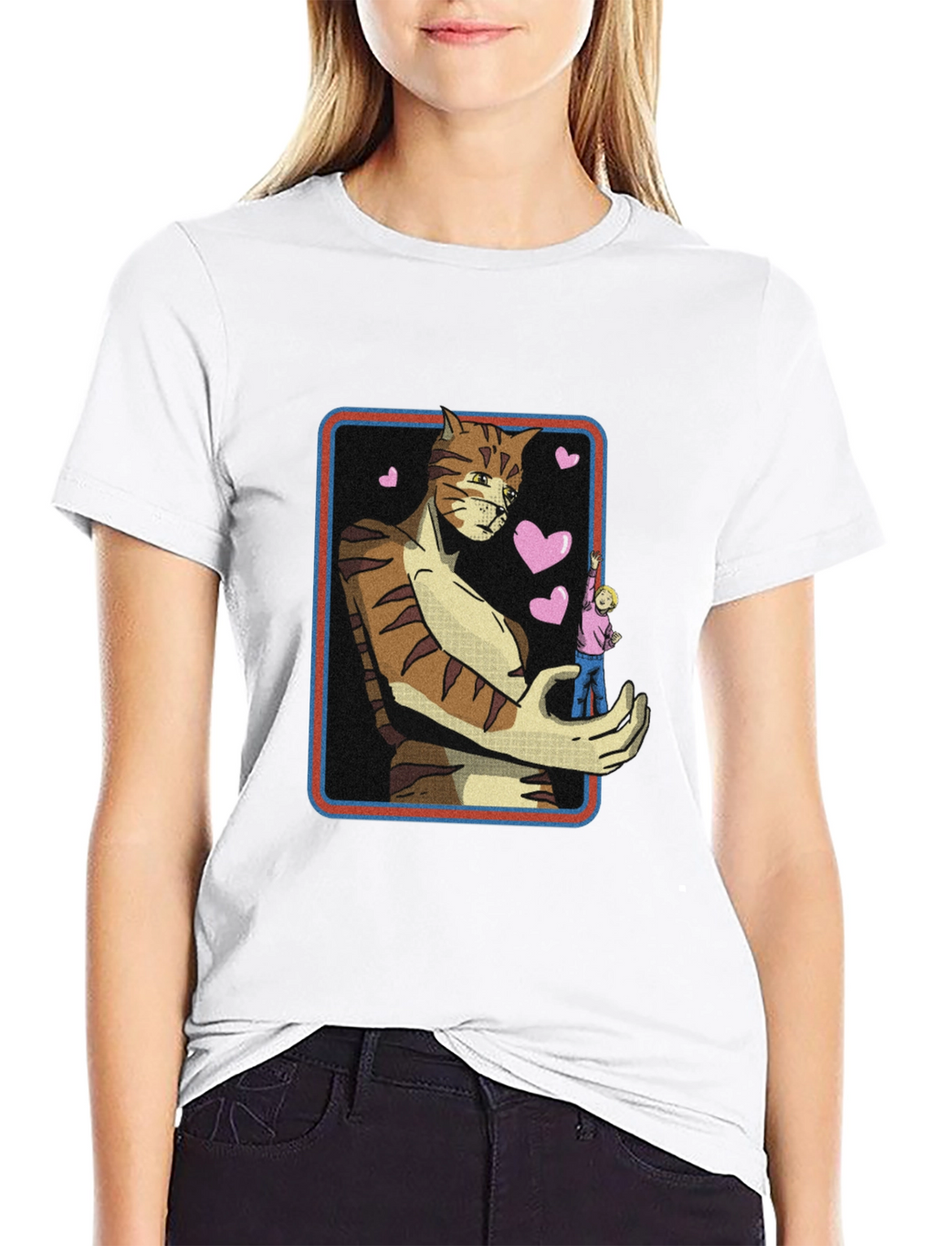 Giant Cat Lover T-Shirt - Black Crew Neck Tee