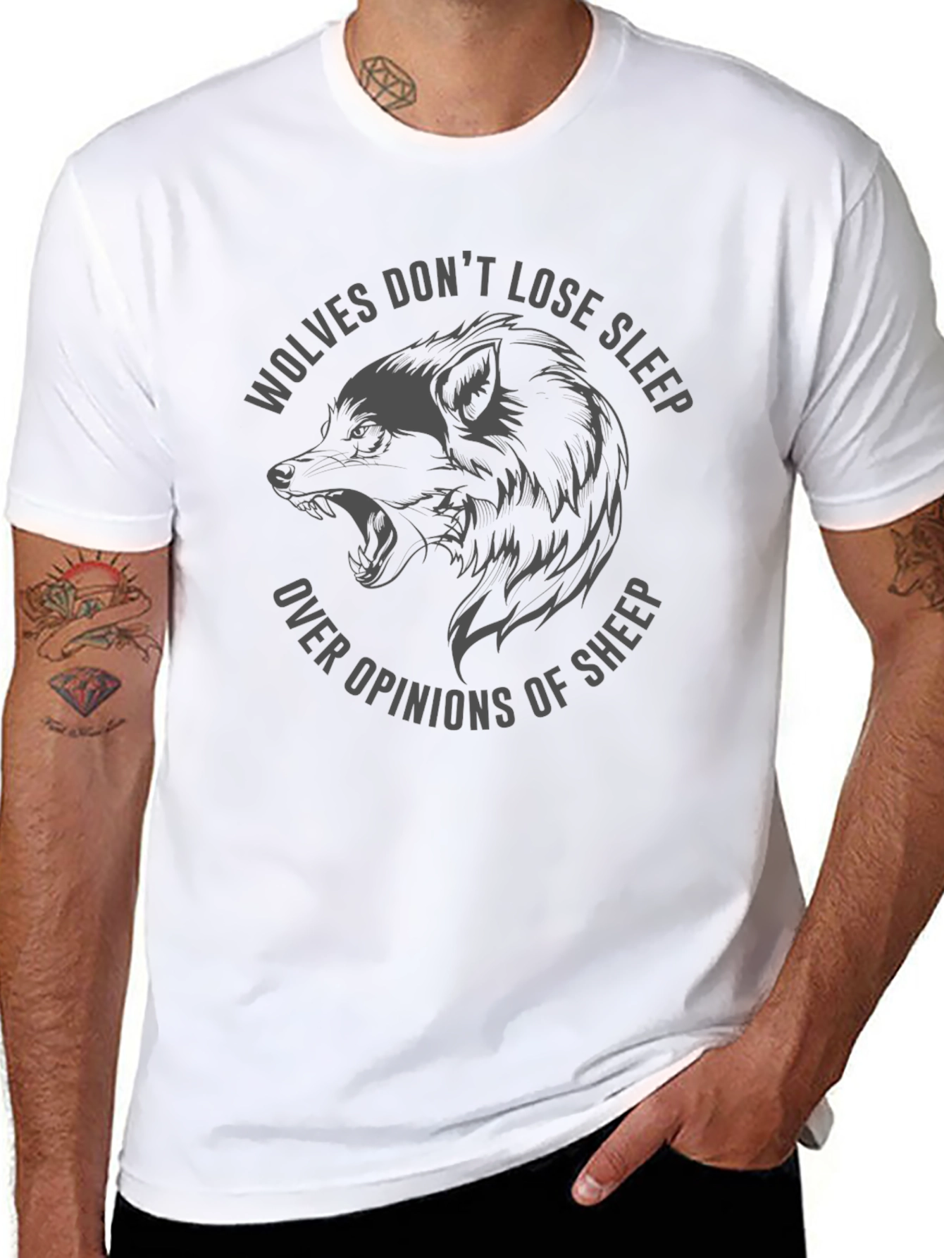 Wolves Dont Lose Sleep Graphic Tee - Black