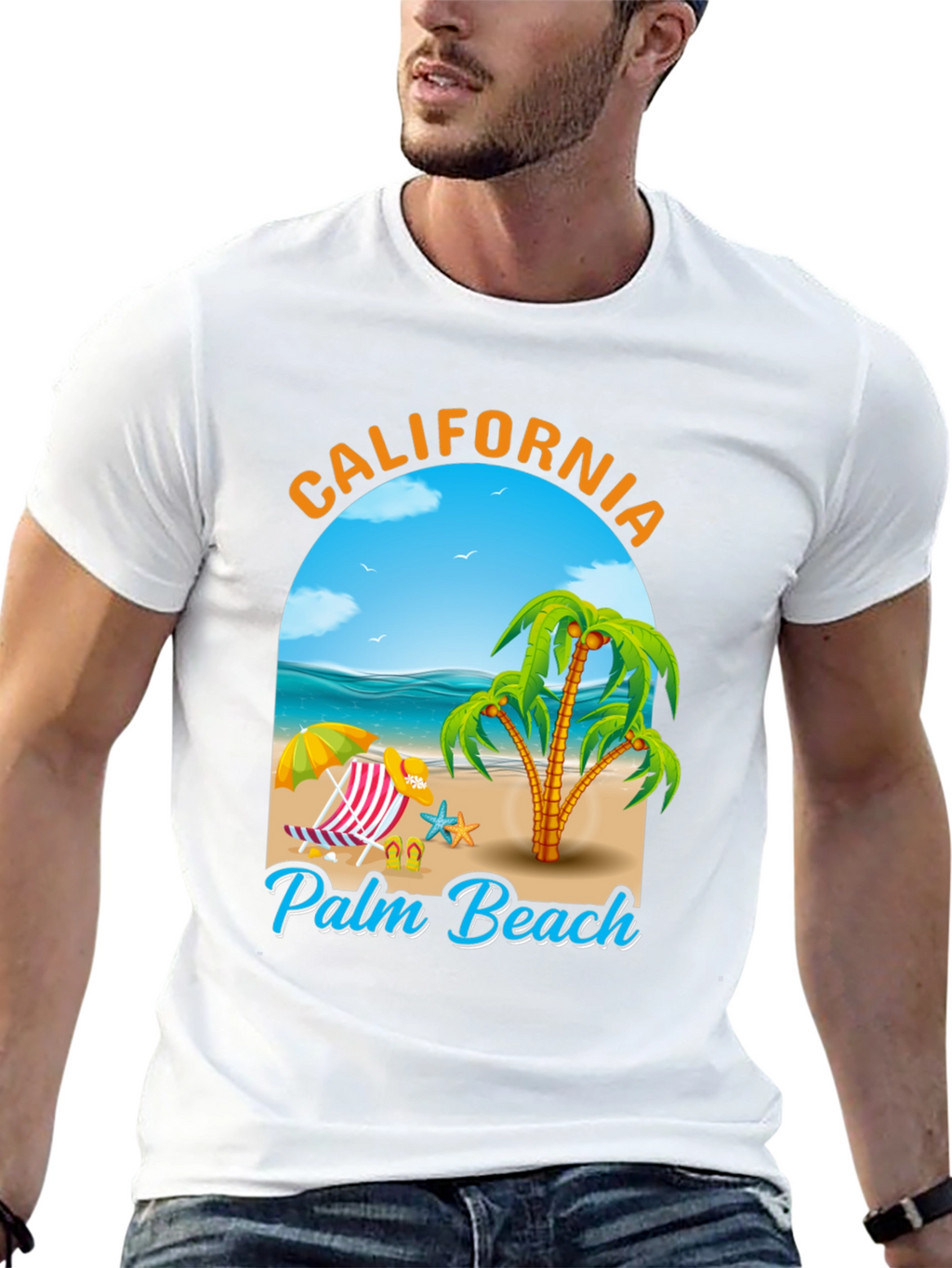 California Palm Beach Graphic T-Shirt