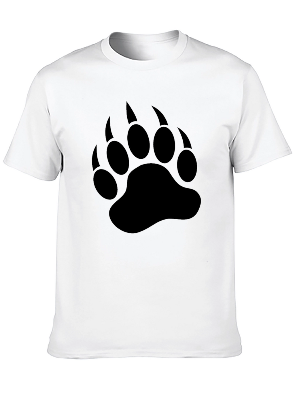 Bear Paw Print T-Shirt - Black Crew Neck Tee