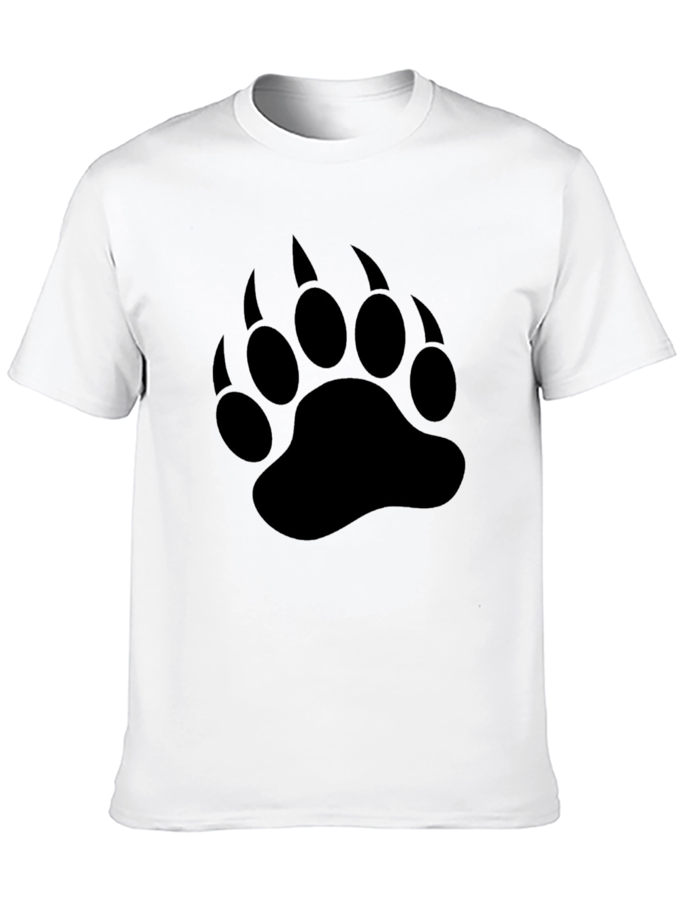 Bear Paw Print T-Shirt - Black Crew Neck Tee