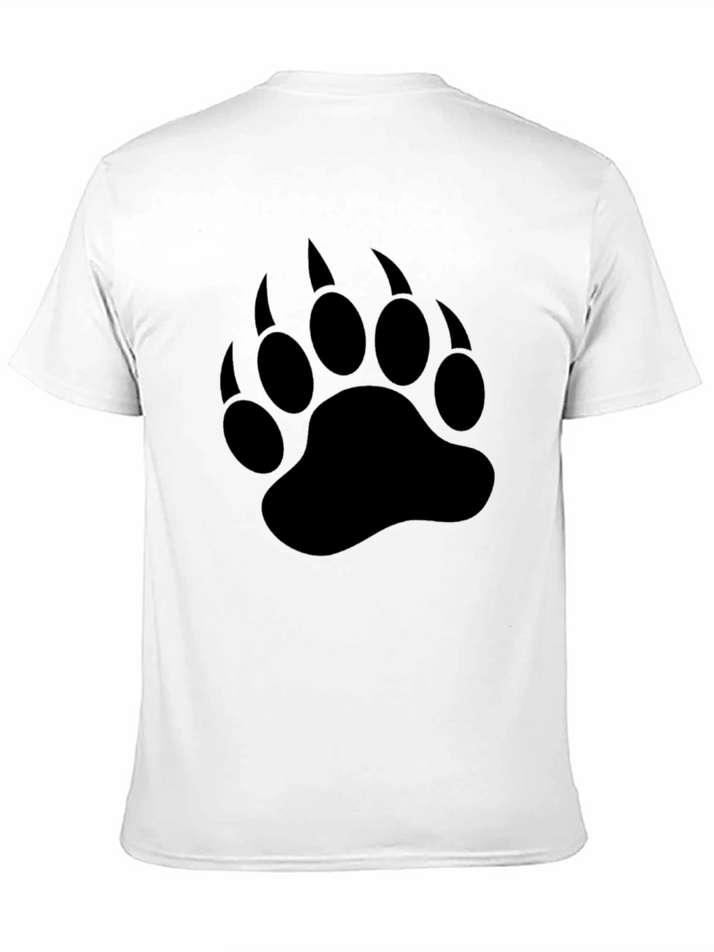 Bear Paw Print T-Shirt - Black Crew Neck Tee