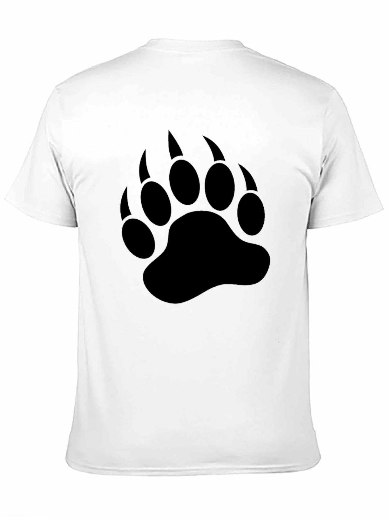 Bear Paw Print T-Shirt - Black Crew Neck Tee