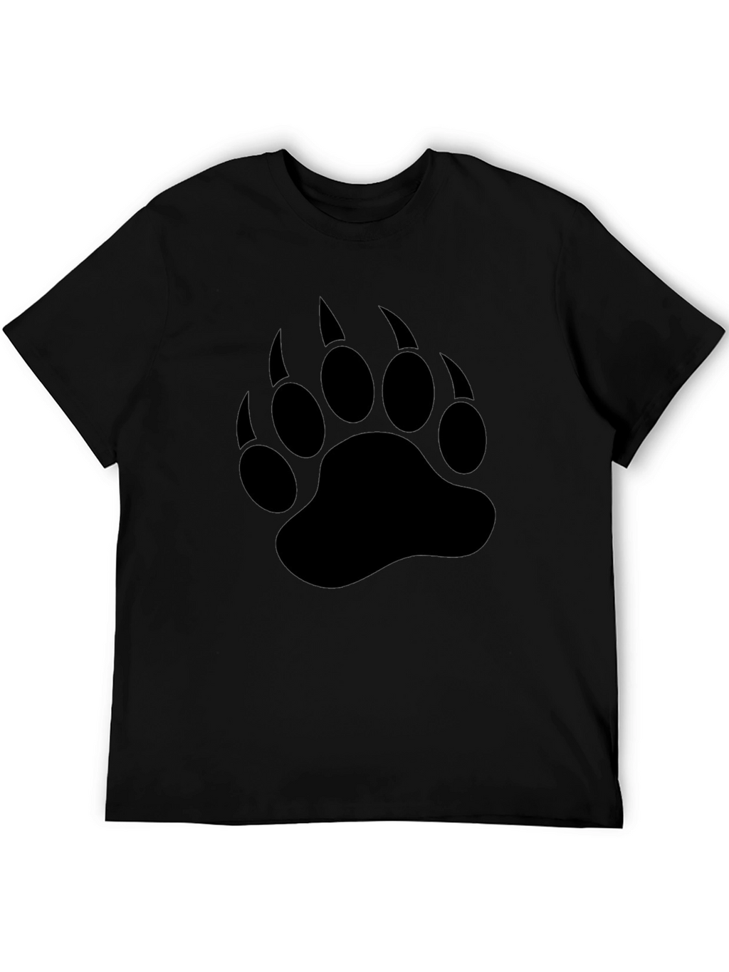 Bear Paw Print T-Shirt - Black Crew Neck Tee