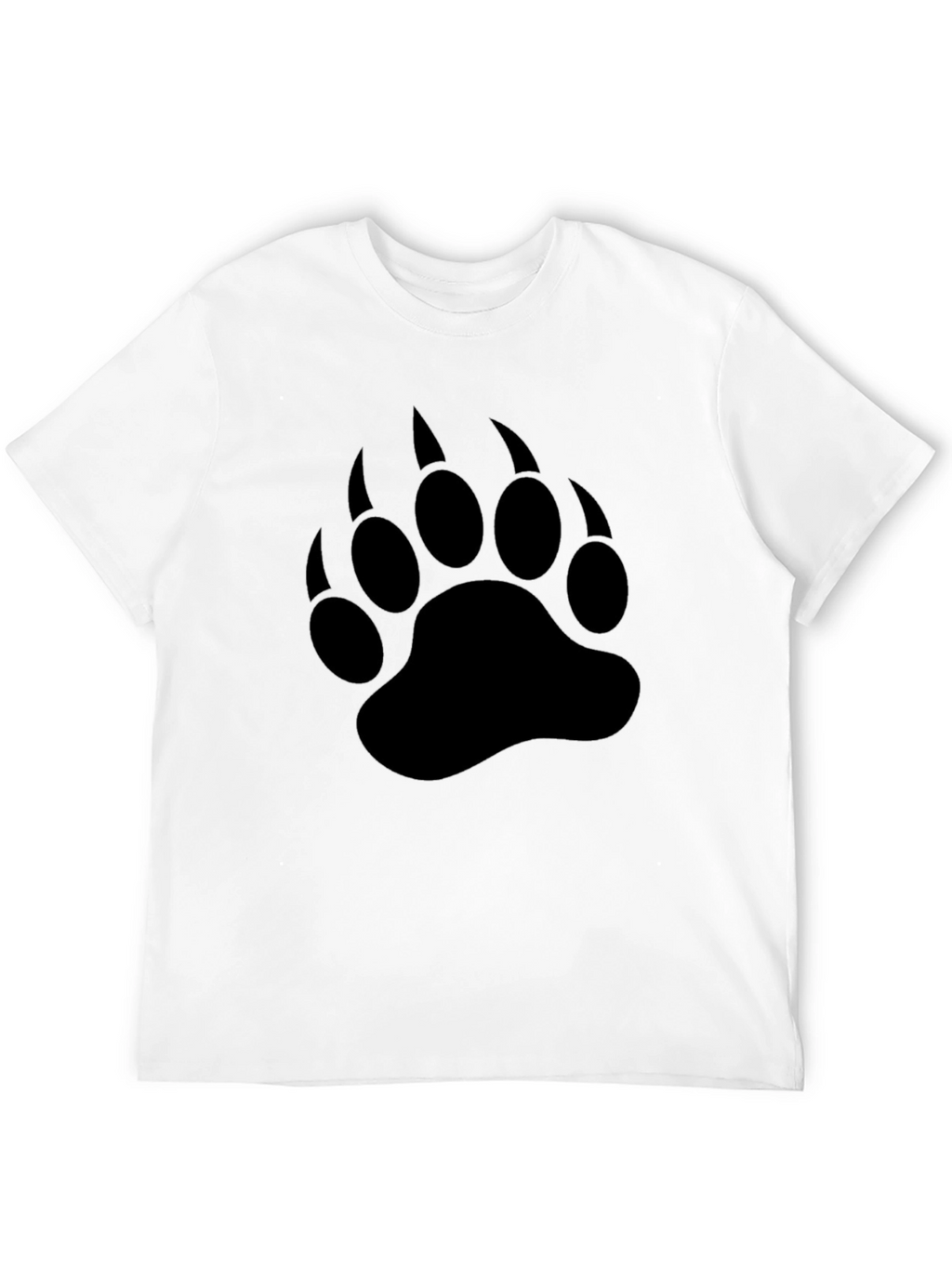 Bear Paw Print T-Shirt - Black Crew Neck Tee