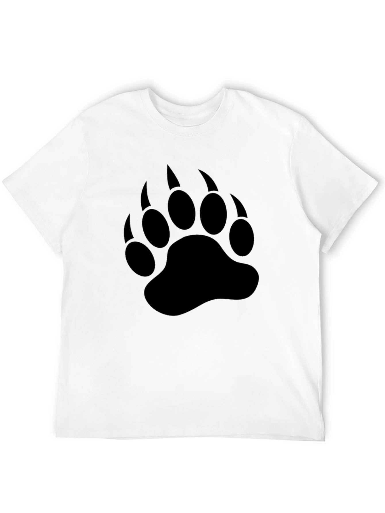 Bear Paw Print T-Shirt - Black Crew Neck Tee