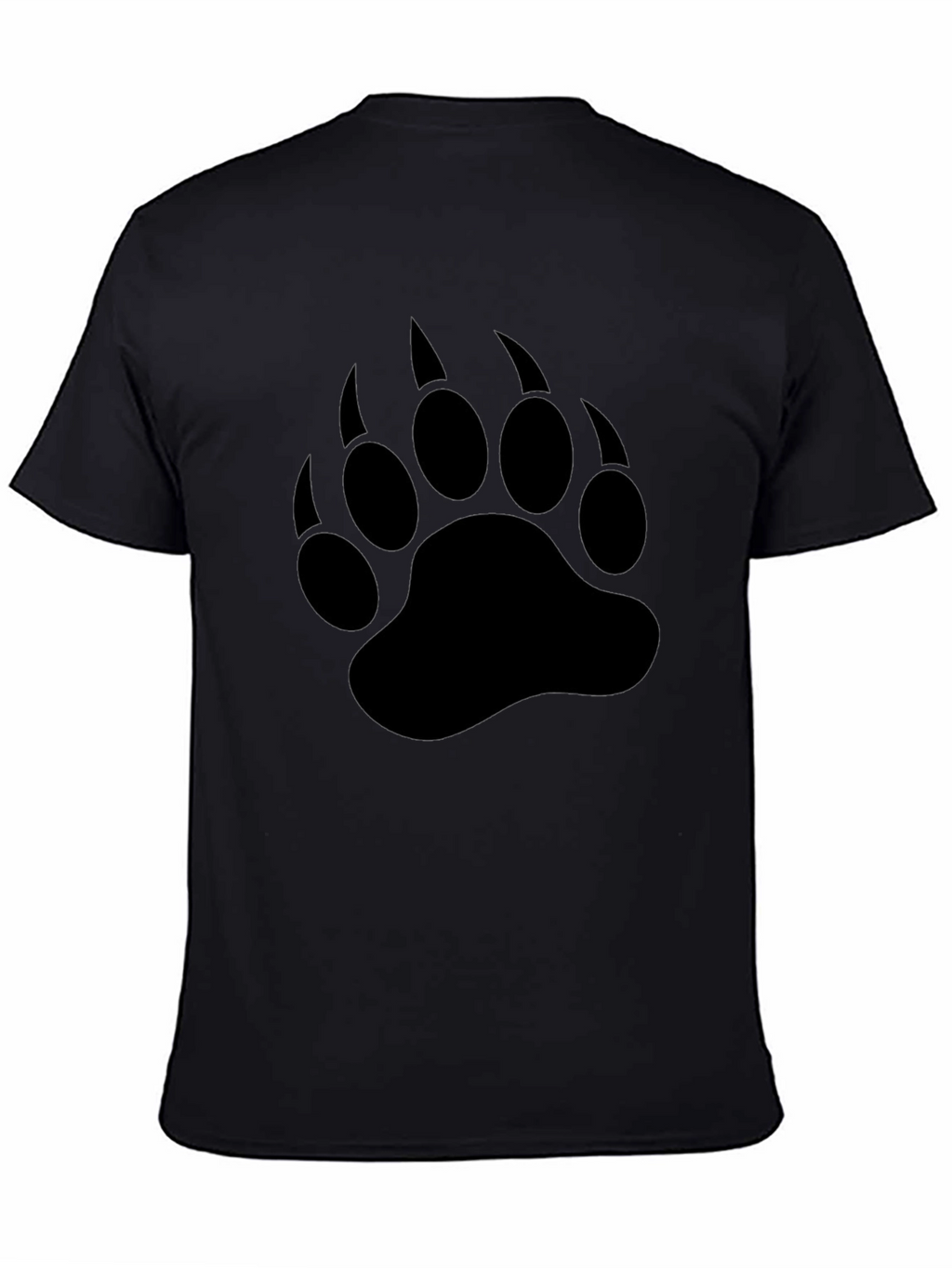 Bear Paw Print T-Shirt - Black Crew Neck Tee