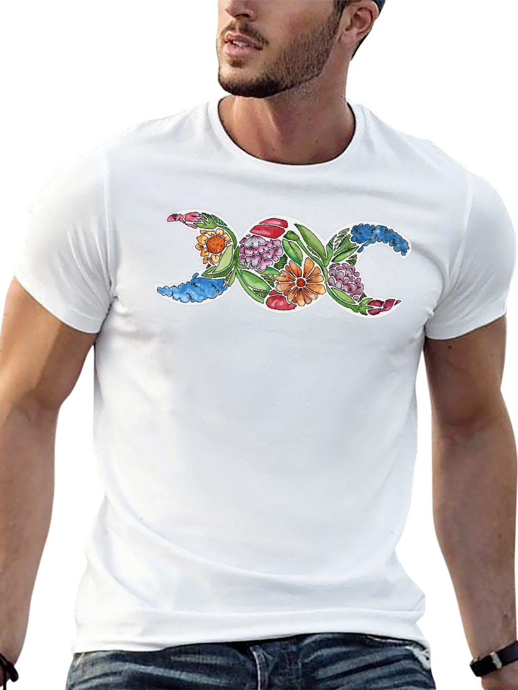 Floral Triple Moon Goddess T-Shirt