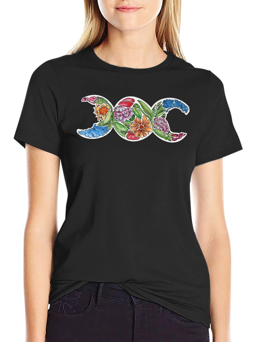 Floral Triple Moon Goddess T-Shirt