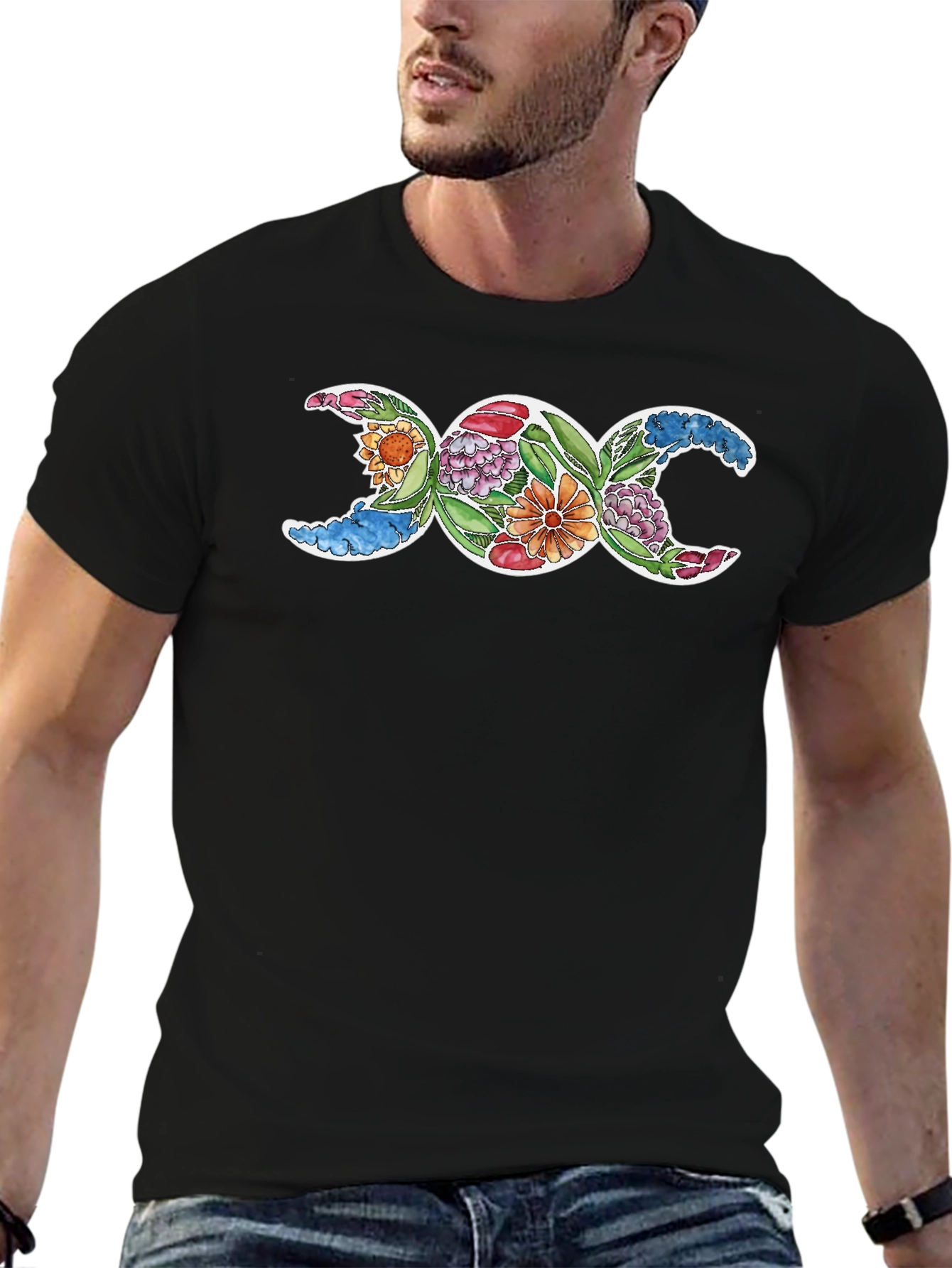Floral Triple Moon Goddess T-Shirt