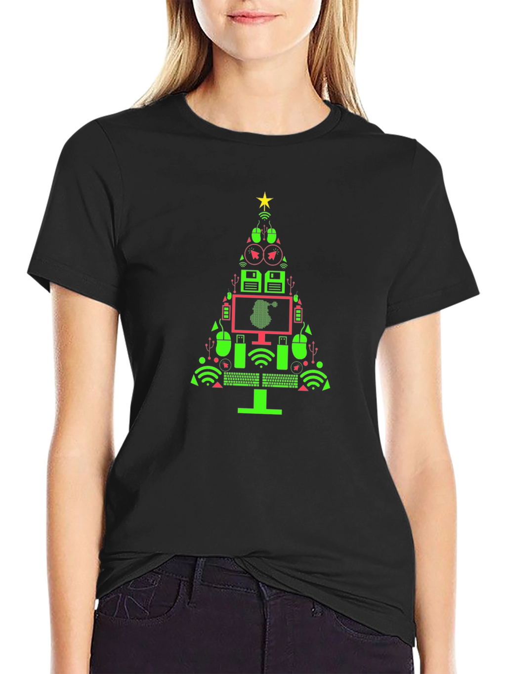 Tech Christmas Tree Graphic T-Shirt