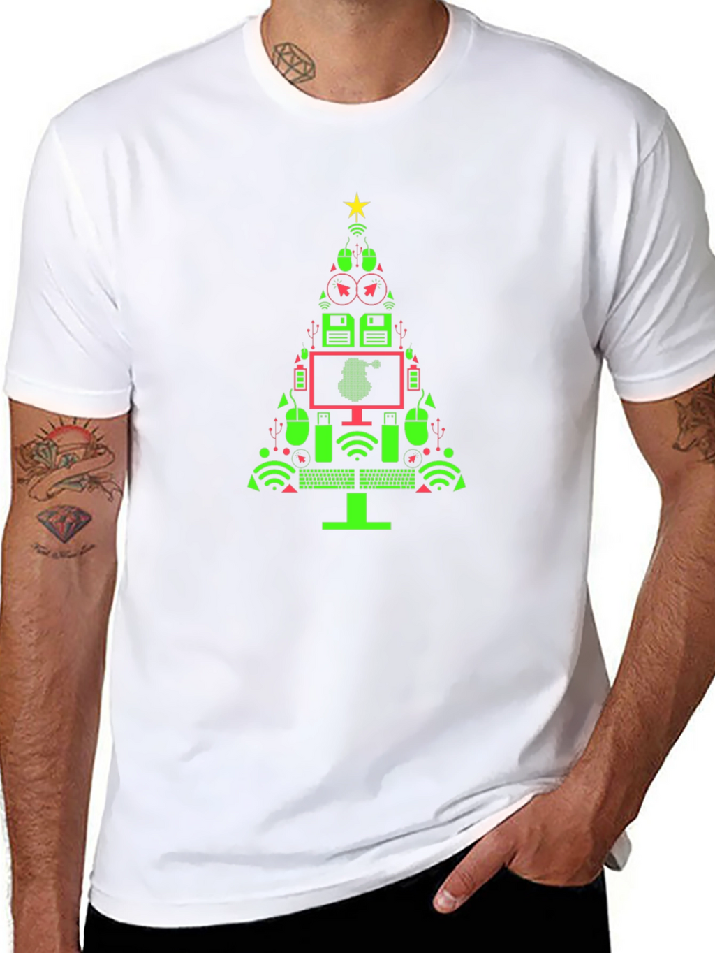 Tech Christmas Tree Graphic T-Shirt