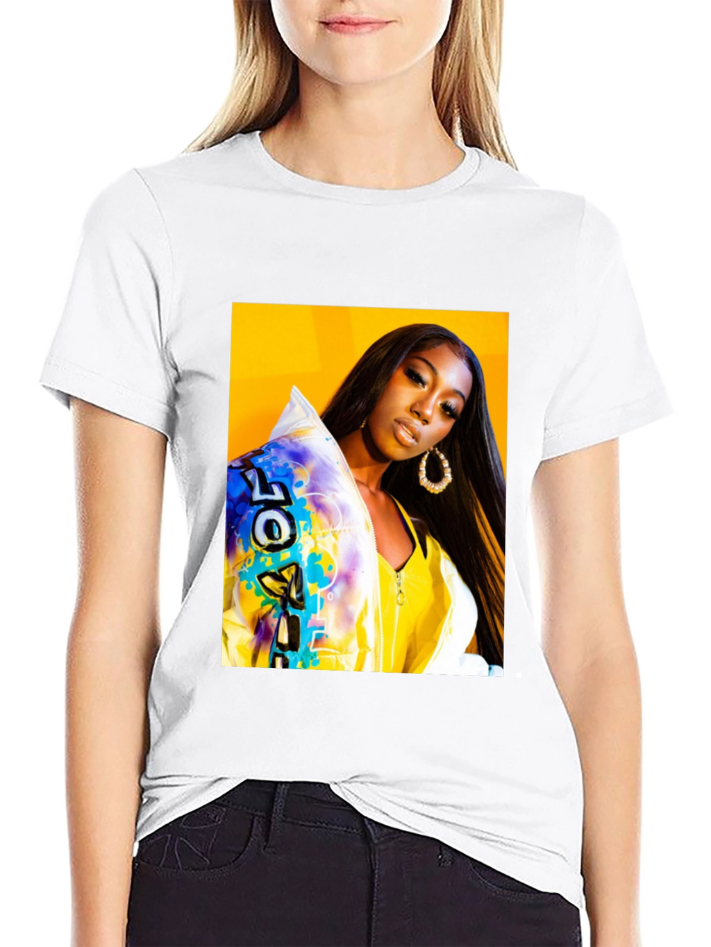 Trendy Graphic T-Shirt - Woman Portrait Black Tee