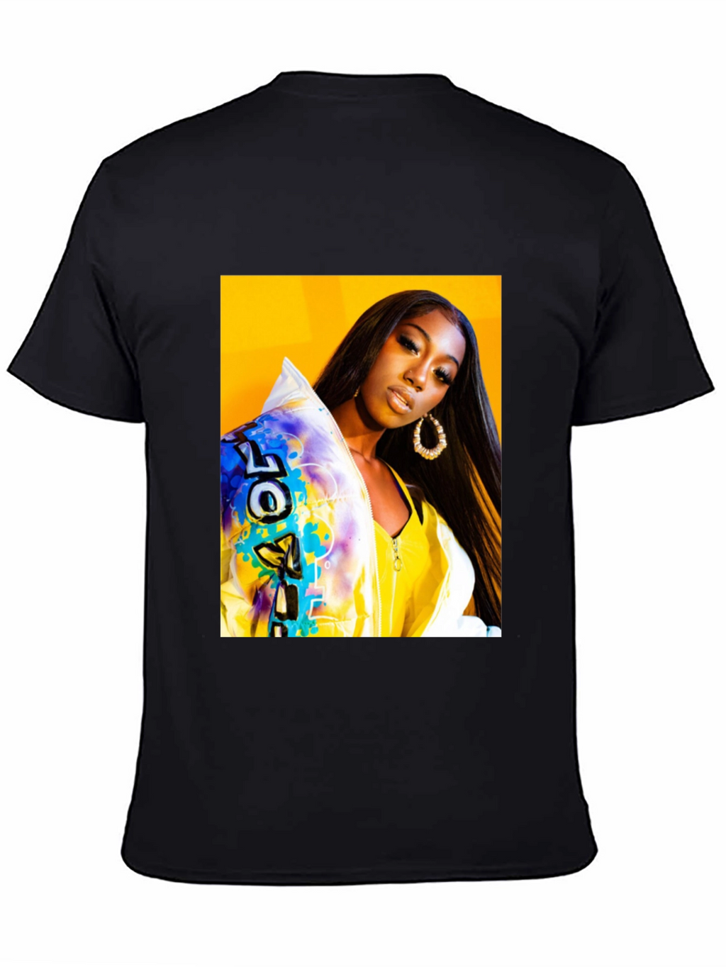 Trendy Graphic T-Shirt - Woman Portrait Black Tee